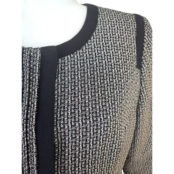 Womens blazer size 10 misses M medium gray suit coat lined Kasper black trim - Picture 2 of 10